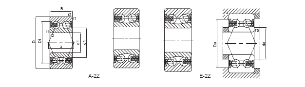 Double Row Angular contact ball bearing - shields type ZZ