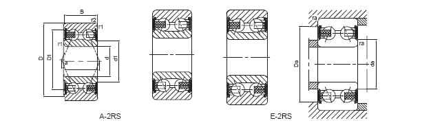 Double Row Angular contact ball bearing - Seals type 2RS