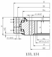 Three-row cylindrical rollers slewing ring bearings - 13 Series