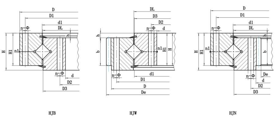 Single Row Crossed Roller Slewing Bearings - HJ Series